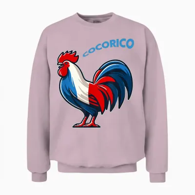 Coq Drapeau France Tricolore Bleu, Blanc Et Rouge T-Shirt, Blue, S Unisex Sweatshirt - Light Pink