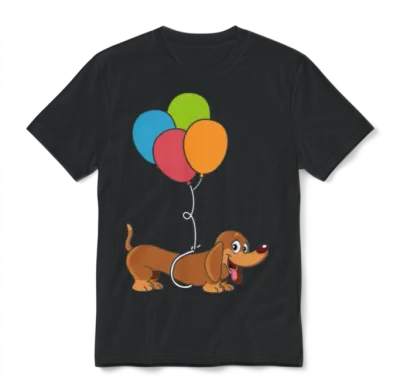 Dachshund with Balloon Dog Lover Gift Unisex T-Shirt - Black