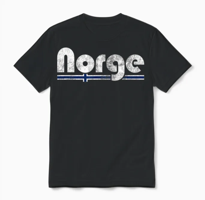 Norway Norge Fan Retro Vintage Unisex T-Shirt in Black
