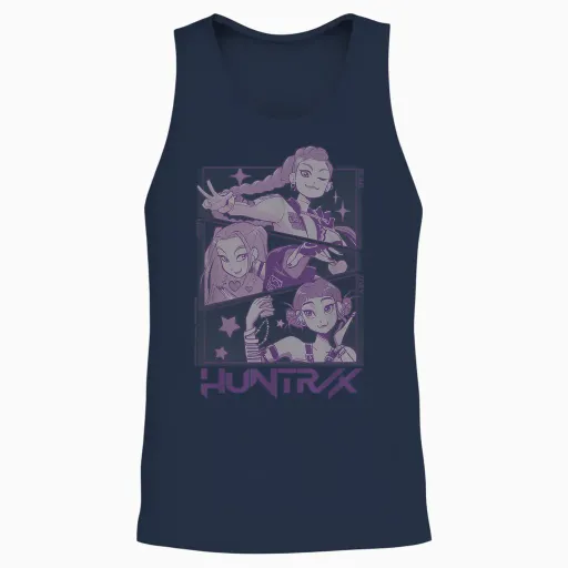 Kpop Demon Hunters Huntrix Huntr/x Manga Panels Trio Unisex Tank Top - Navy