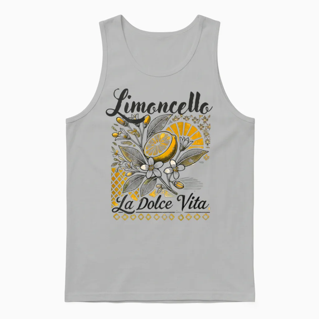 Limoncello | La Dolce Vita Social Club Zitronen Backprint Unisex Tank Top in Ash