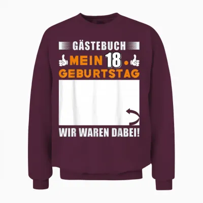 Gästebuch 18. Geburtstag — Erinnerungen Unisex Sweatshirt - Maroon