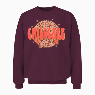 Retro Groovy Leopard Childcare Unisex Sweatshirt - Maroon