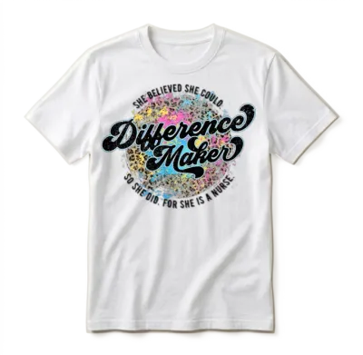 Retro Leopard Nurse Unisex T-Shirt - White