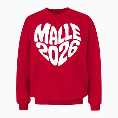 Malle 2026 Herz Form Mallorca Party Urlaub Herzform Feiern Unisex Sweatshirt - Red