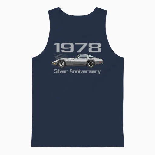 25th Anniversary 03 Couples & Matching Gift Unisex Tank Top in Navy
