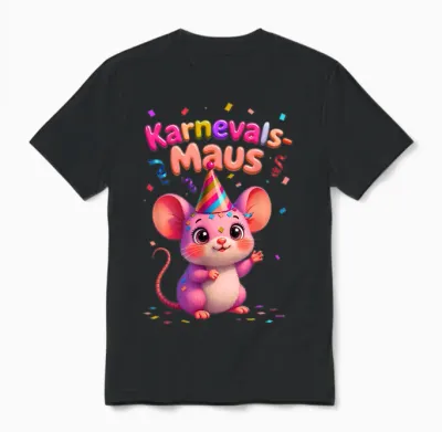 Carnival Mouse Cute Fancy Dress Motif for Women and Children Unisex T-Shirt - Black