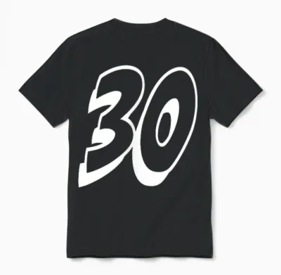 Uniforme D'équipe Sportive Numéro 30 Numéro 30 Unisex T-Shirt - Black