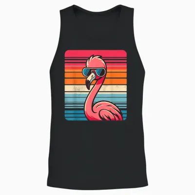 Cooler Retro Flamingo in Sonnenbrille 70er 80er 90er Lustiger Flamingo Unisex Tank Top - Black