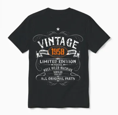 60th Birthday - Vintage 1958 Gift Unisex T-Shirt - Black