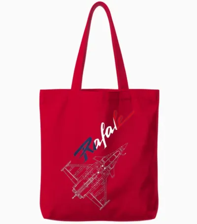Dassault Rafale French Flag T-Shirt, Black, S Tote Bags - Red