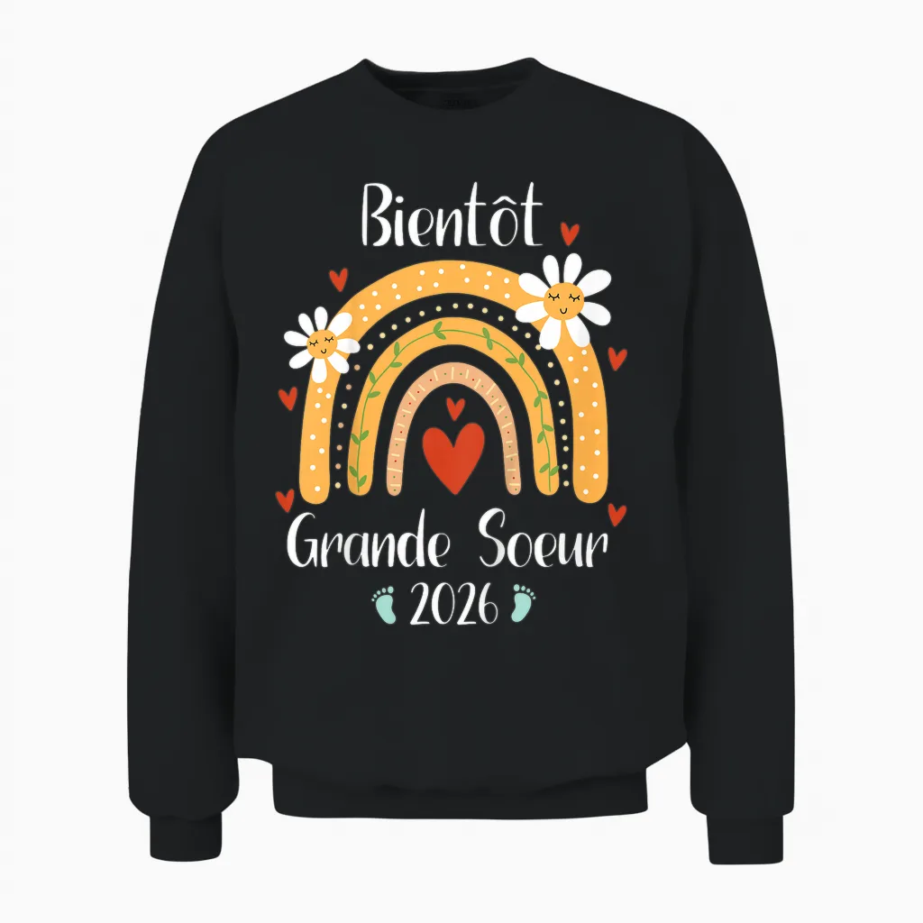 Future Grande Sœur 2026 Je Vais être Grande Soeur 2026 Unisex Sweatshirt in Black