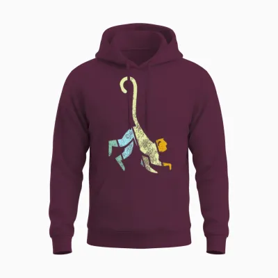 Monkey Retro Unisex Hoodie - Maroon