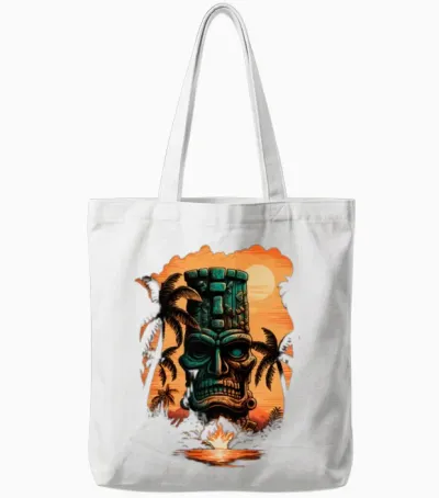 Tiki Culture Maori Mask for a Tkik Fans Tote Bags - White