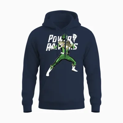 Power Rangers Green Ranger Karate Action Pose Logo Unisex Hoodie - Navy