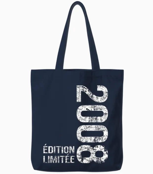 18 Years Men Boy Birthday Humour Vintage 2008 Tote Bags in Navy