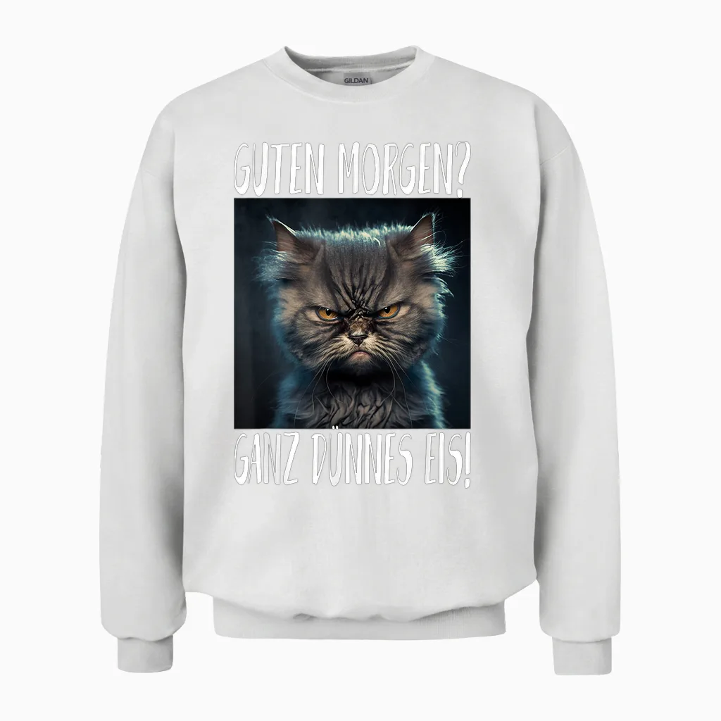 Cute Cat Damen Unisex-Erwachsene, Unisex-Kinder Cartoon-T-Shirt Schwarz Kurzarm Small Eu 41.5 Mandarin-Kragen Klassisch Pull-On 100% Baumwolle Leichtgewichtig Klassische Passform Imported Unisex Sweatshirt in White