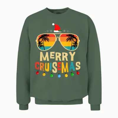 Merry Cruisemas 2025 Christmas Santa Reindeer Cruise Unisex Sweatshirt - Military Green