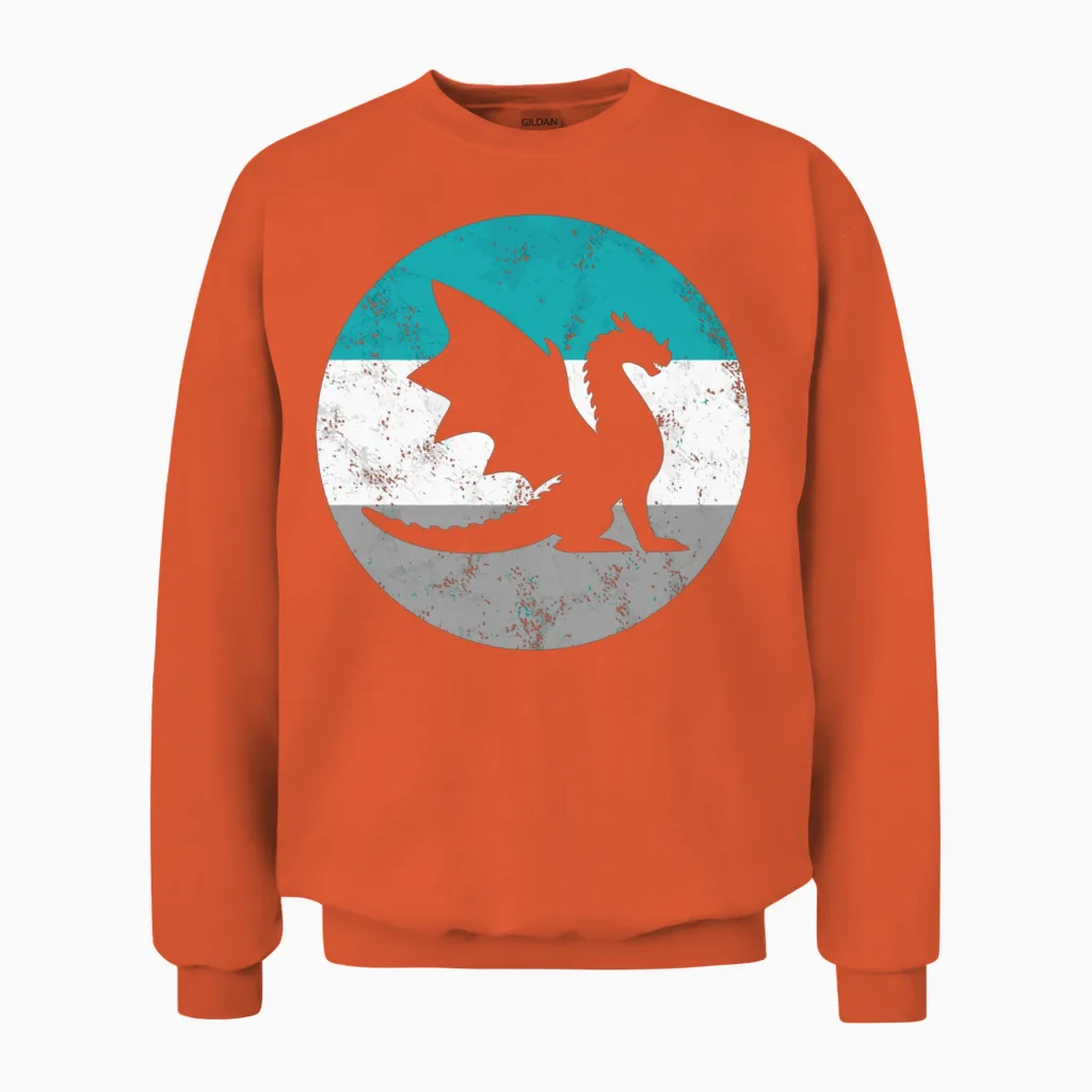 Dragon Retro for Men or Boys Unisex Sweatshirt - Orange