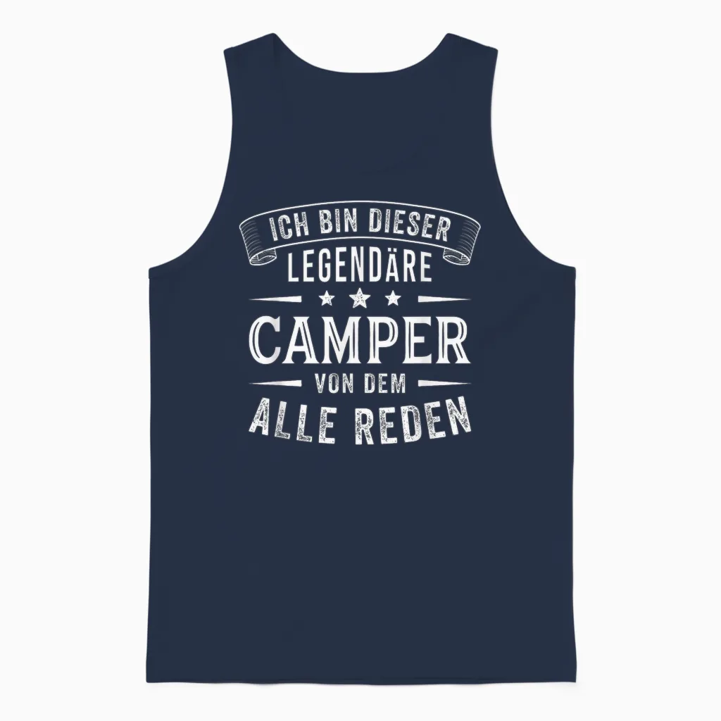 Men's I Am This Legendary Camper Funny Camping T-Shirt, Black Unisex Tank Top in Navy