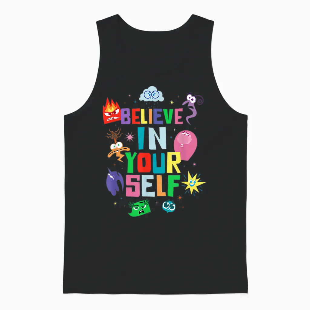 Disney and Pixar's Inside Out 2 Emotions Believe in Yourself T-Shirt, Black, S Unisex Tank Top in Black