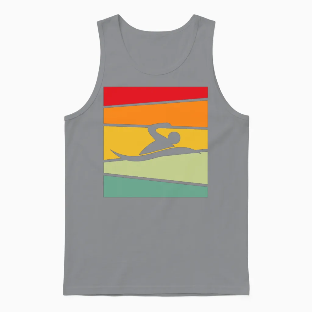 Swimming Retro Unisex Tank Top in Sport Grey