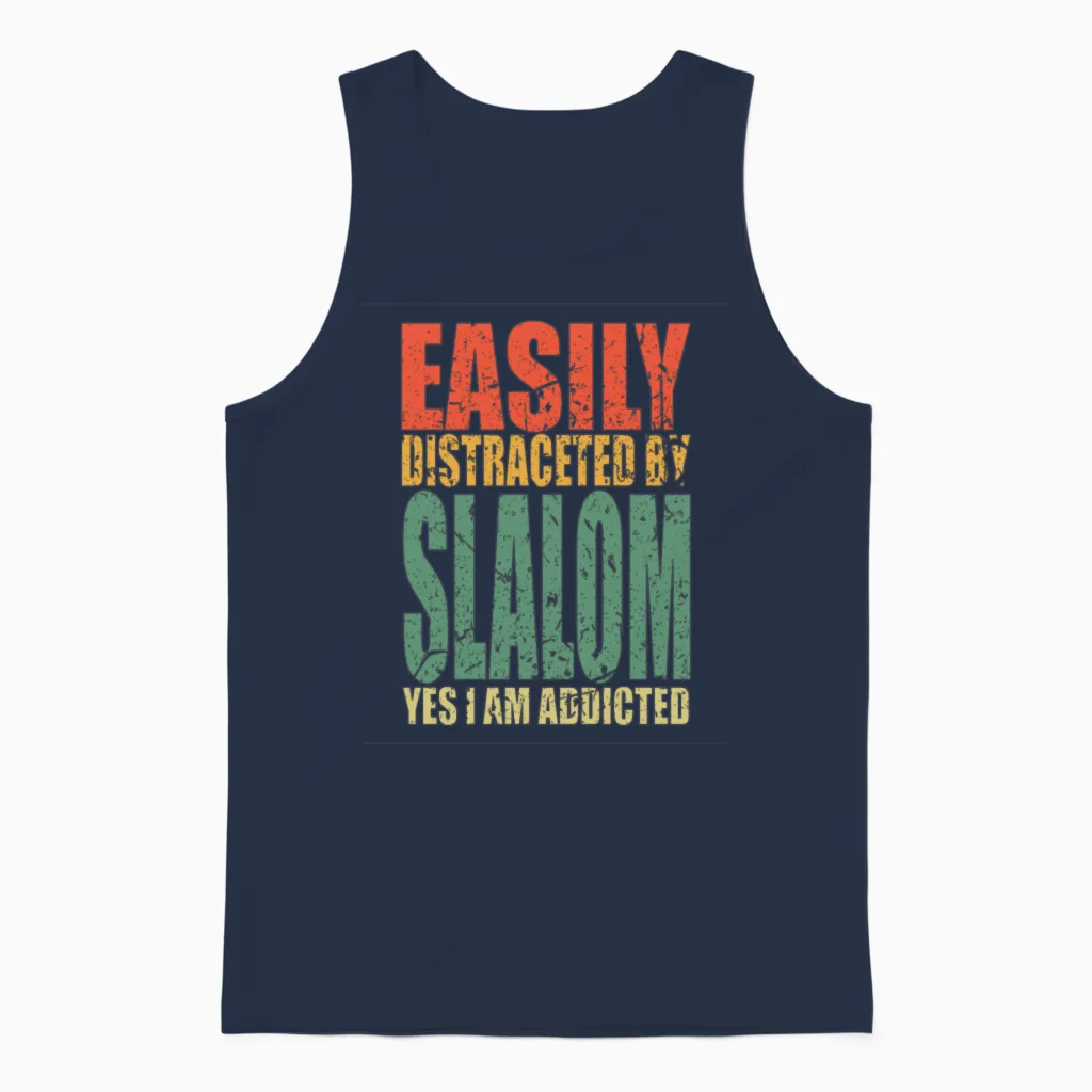 Slalom Saying Funny Unisex Tank Top in Navy