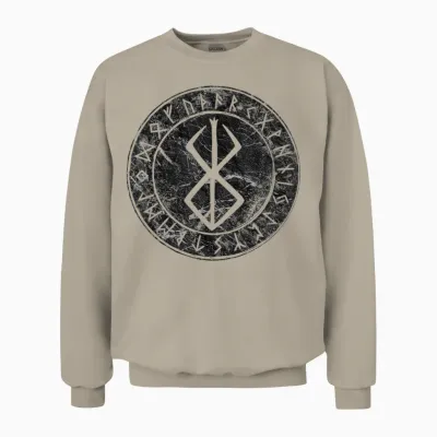 Rune Berserker Viking Symbol Futhark T-Shirt, Grey, S Unisex Sweatshirt - Sand