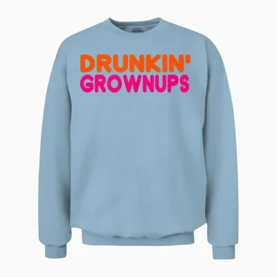 Drunken Grownups American Run on Beer T-Shirts, Black Unisex Sweatshirt - Light Blue