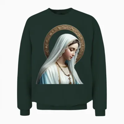Most Searched Mary T-Shirt Our Lady of Lourdes Unisex Sweatshirt - Forest