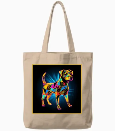Geometric Dog Tote Bags - Natural