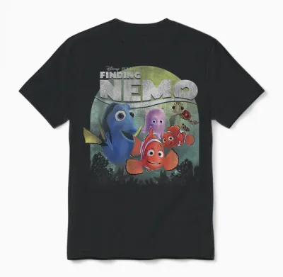 Disney Pixar Finding Nemo Group Logo T-Shirt, Black, S Unisex T-Shirt - Black