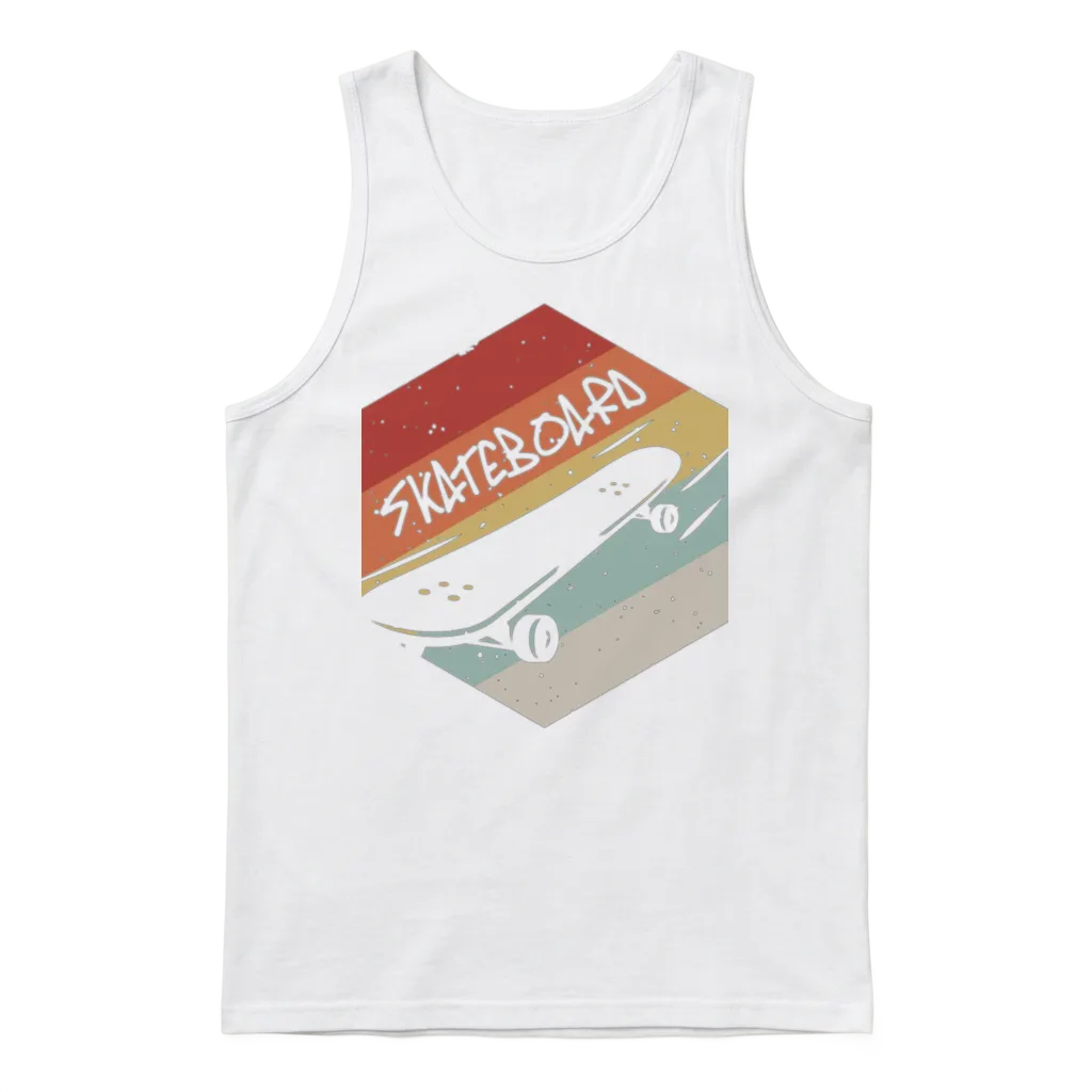 Retro Vintage Skateboard Unisex Tank Top - White