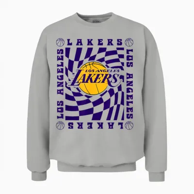 Nba Los Angeles Lakers Retro Checkerboard Wave Unisex Sweatshirt - Ash