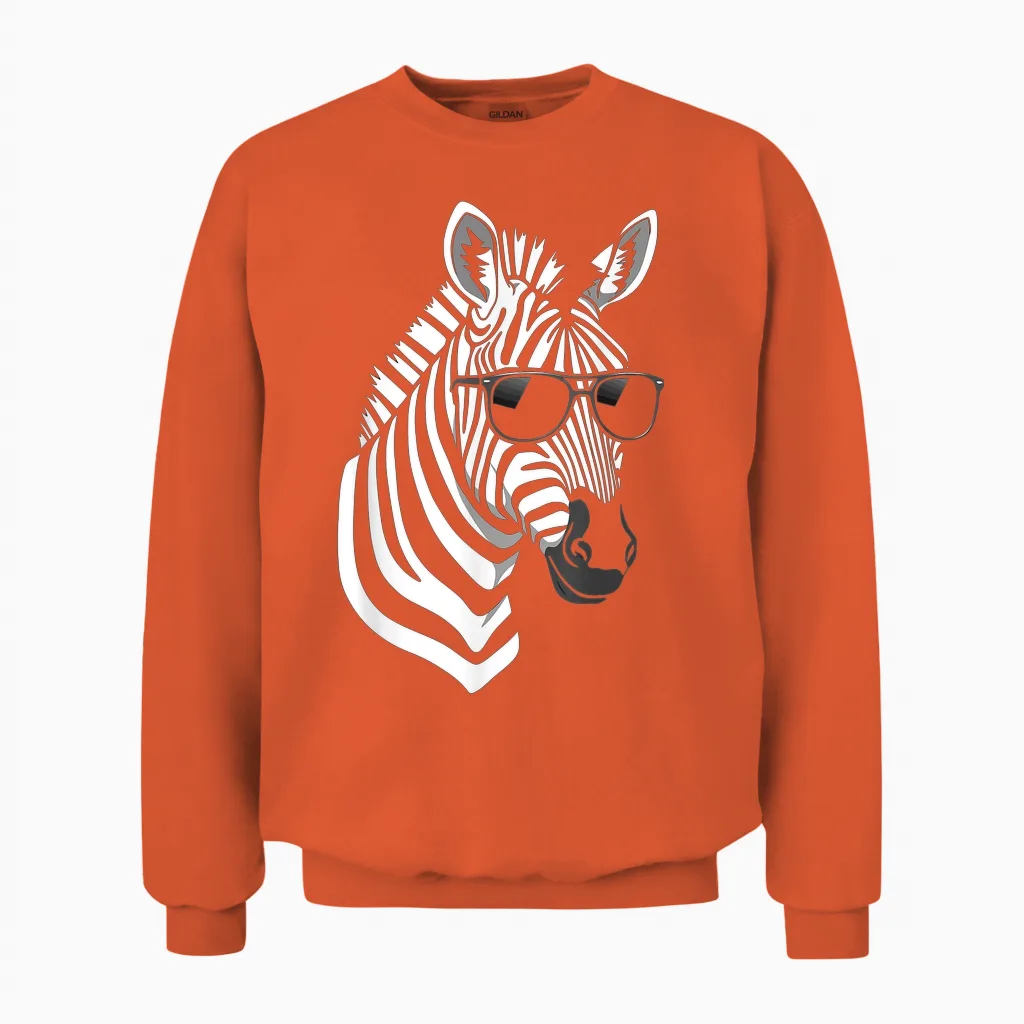 Funny Zebra Shirt Women Boys Mens Animal Print Clothin Zebra Unisex Sweatshirt in Orange