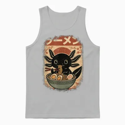 Kawaii Axolotl Ramen Japanese Art Anime Boys Teens Unisex Tank Top - Ash