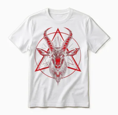 Satanic Goat Baphomet Satanist Halloween Metal Satanismus Unisex T-Shirt - White