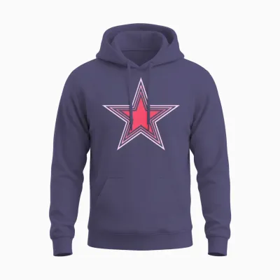 Pink Outline Star Unisex Hoodie - Heather Sport Dark Navy