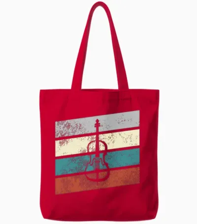 Violin Retro Tote Bags - Red