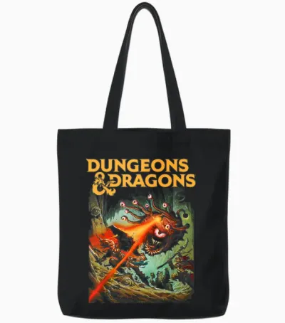 Dungeons & Dragons Strike the Beholder T-Shirt, Black Tote Bags - Black
