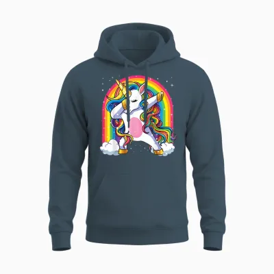 Dabbing Unicorn Rainbow Girls Kids Women Dab Unicorn Unisex Hoodie - Dark Heather