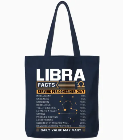 Libra Birthday Shirt Libra Facts Funny Birthday Tote Bags - Navy