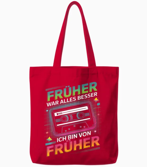 Früher War Alles Besser Kassette Retro 80s 90s Tote Bags in Red