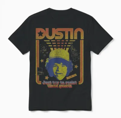 Stranger Things Dustin Floating Head Resist the Pearls Star Unisex T-Shirt - Black