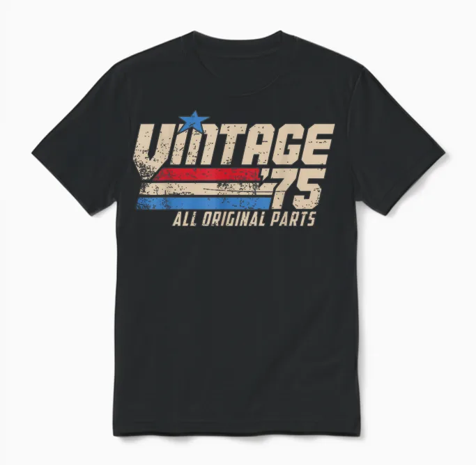 Vintage '75 Retro Birthday Top for Men 50th 1975 Dad Usa 50 Unisex T-Shirt in Black