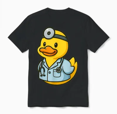Gelbe Ente Doktor Tierliebhaber Zoo Jungen Mädchen Kinder Unisex T-Shirt - Black