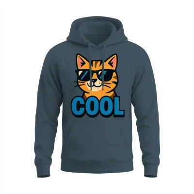 Retro Cool Cat Unisex Hoodie - Dark Heather