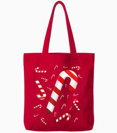 Candy Cane Merry and Bright Red and White Candy Costume Tote Bags - Red