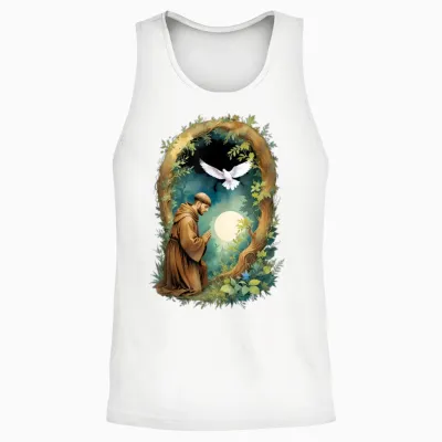 St Francis of Assisi Patron Saint of Animals Unisex Tank Top - White