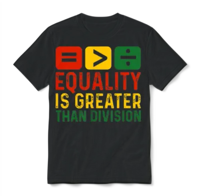 Equality Is Greater Than Division Unisex T-Shirt - Black